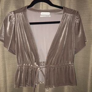 Urban Outfitters Goldie Gray Velvet Cropped Top